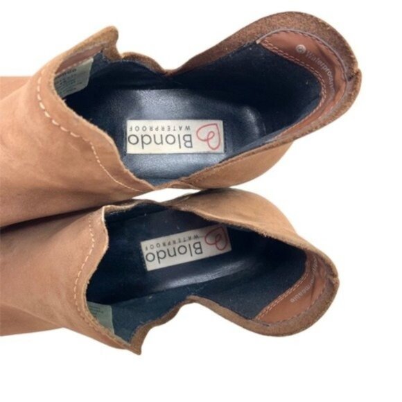 Blondo Waterproof Nubuck Heeled Ankle Booties Victoria in Cognac - Picture 9 of 10